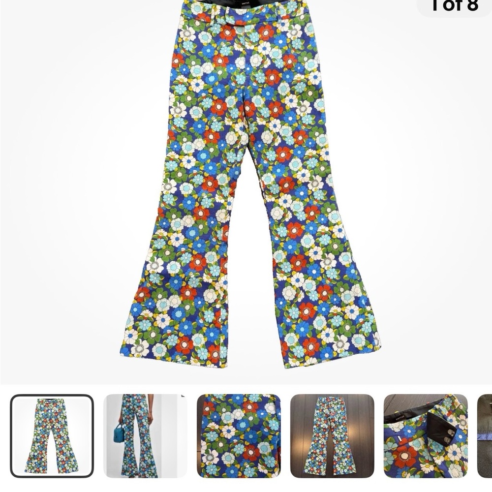 Smythe Floral Bootcut Pants - Blue and White - Picture 3 of 8